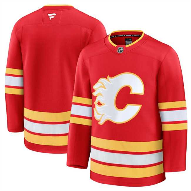 Men%27s Calgary Flames Custom Red 2024-25 Home Stitched Hockey Jersey